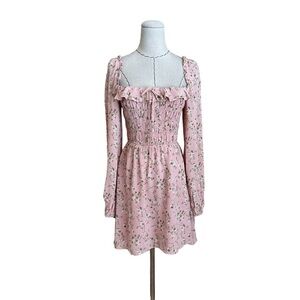 Reformation Morris Pink Smocked Floral Dress Size 0